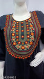 Embroidered black womens straight kurta wool