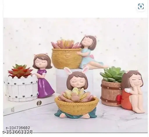 Attractive resin couple & human figurine garden showpieces set of 4, Indian-made decor for outdoor landscaping