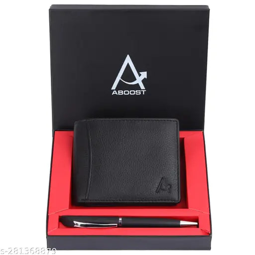 Genuine leather, textured pattern men's wallet with RFID protection and pen, crafted in India