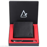 Genuine leather, textured pattern men's wallet with RFID protection and pen, crafted in India