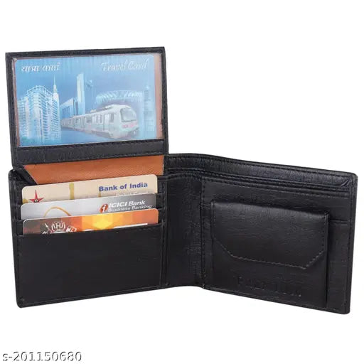 Tan faux leather men's container wallet, 2 compartments, modern design by Craft Line