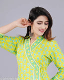 Yellow kameez with long sleeves, side slit