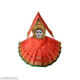 Yellow plastic Mata Varalaxmi face idol for pujas and decor, approximately 15 x 13 x 4 cm, brings prosperity and wealth