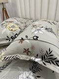 Geometric-patterned, 210TC supersoft premium cotton, elastic fitted bedsheets & 2 pillow covers for double King (78x72+10) mattress, LAYNORA HOME