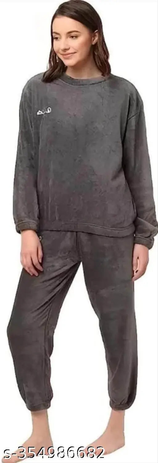 Warm woolen night suit in solid design, perfect for chilly winter nights