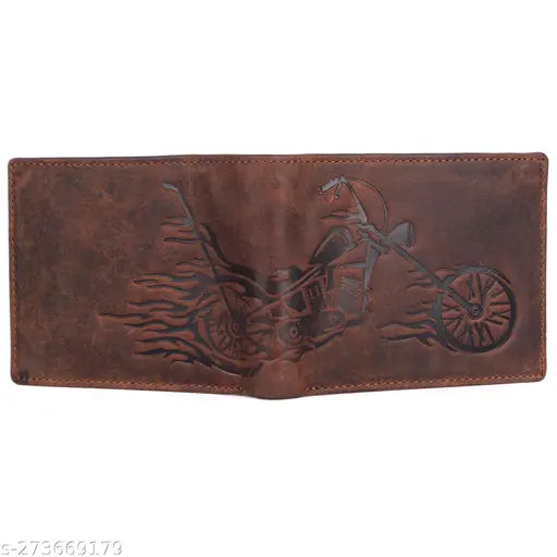 Hide Like RFID protected genuine leather men's wallet, textured leather with 2 compartments and free size (11cm x 9cm)