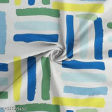 Striped elastic cotton bedsheets, double queen size with 2 pillow covers, breathable, wrinkle-free, lightweight, India origin