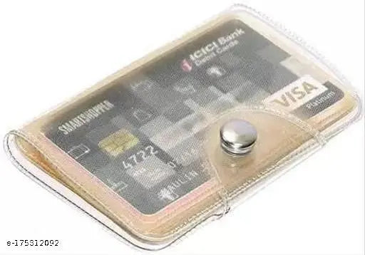 Transparent plastic card holder for ATM IDs, credit & business cards, solid pattern, free size (12cm x 10cm) - Indian made