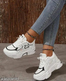 Black rubber sports sneakers for casual, running, walking - printed pattern, lace-up fastening, available in sizes 3 to 8 (India)