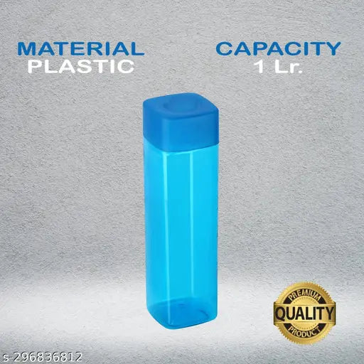 Multicolor square-shaped Fridge Water Bottle set of 6, 1000ml each, BPA-free, leak-proof, freezer safe