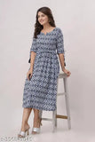 Rayon printed Anarkali kurti for women, three-quarter sleeves, Indian ethnic fashion