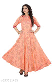 Rayon three-quarter sleeve printed anarkali cotton kurti by Shanvi Creation, Indian fashion