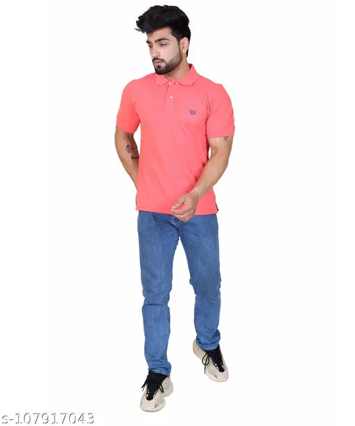 Indian-made, printed cotton men's t-shirt with short sleeves & collar - Ogarti solid M/L/XL/XXL