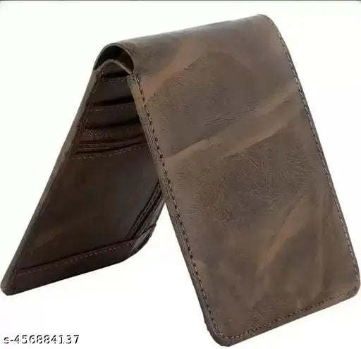 Brown faux leather formal wallet, 5 card slots, double zipper pocket for men's evening/party events. Exquisite high-quality hardware from India