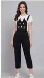 Cotton blend printed trendy feminine women's jumpsuit with short sleeves, XS: bust 32", length 50", waist 30