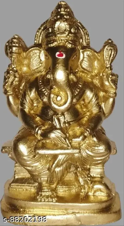 Poly resin Ganesh idol, 8cm tall Indian writing Ganapati/Ganesha/Vinayaga statue