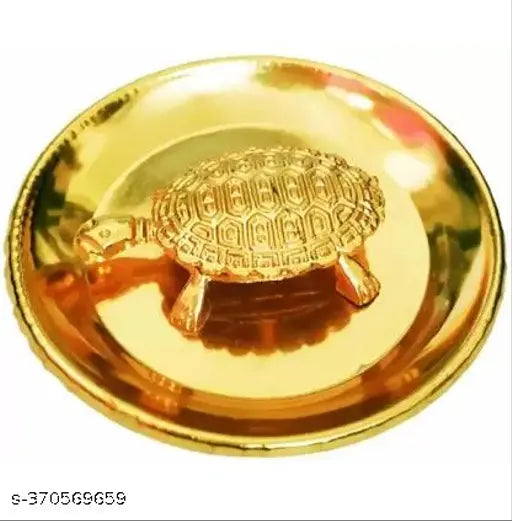 Gold brass Kachua Plate, decorative showpiece for home or office, symbolizing longevity and stability in Vastu and Feng Shui