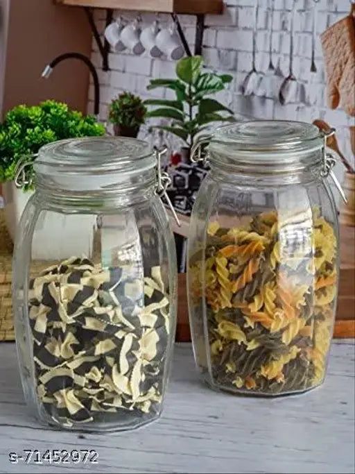 Clear glass jars, 2-piece clip lids, food storage jars
