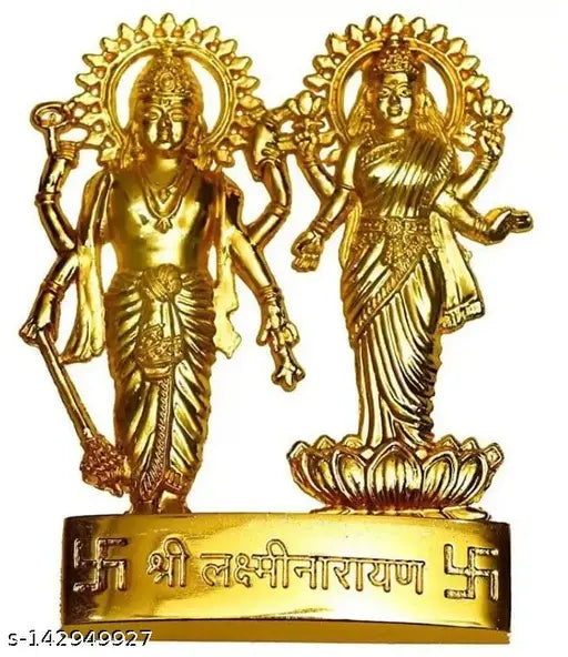 Laxmi Narayan metal idol, Hindu deity gold plated