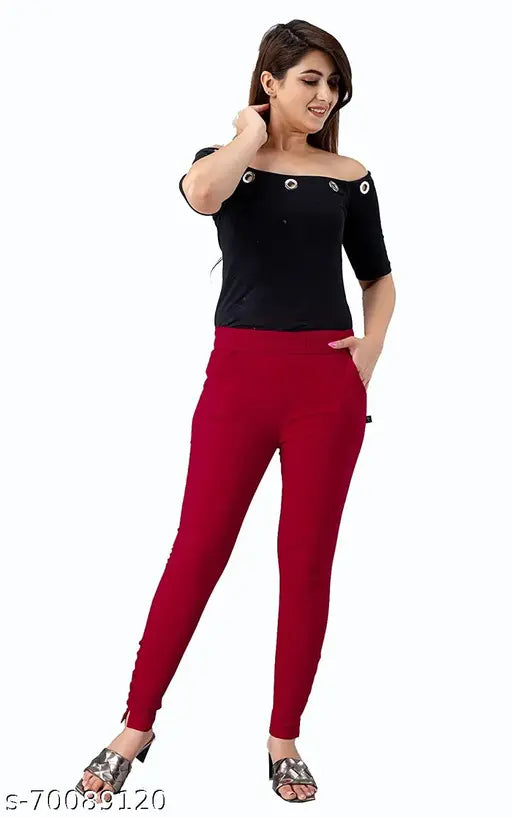 Organic cotton and rayon stretchable jeggings trouser kurti pants, premium quality with elastic fit for ladies L XL 2XL 3XL 5XL, size 28 (Waist 28in, Length 36in, Hip 36in) to 36 (Waist 36in, Length 38in, Hip 45in), made in India