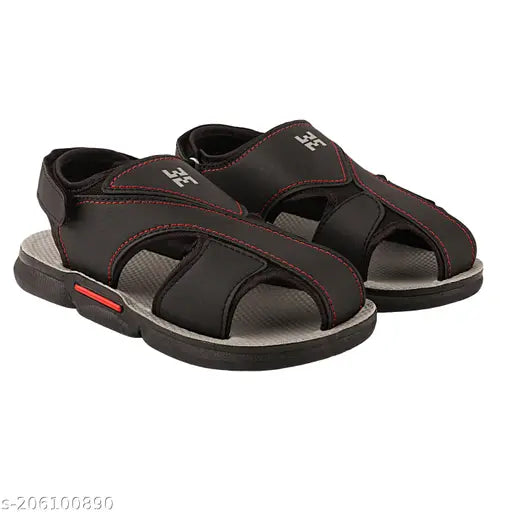 Black and red sandals with Velcro closure