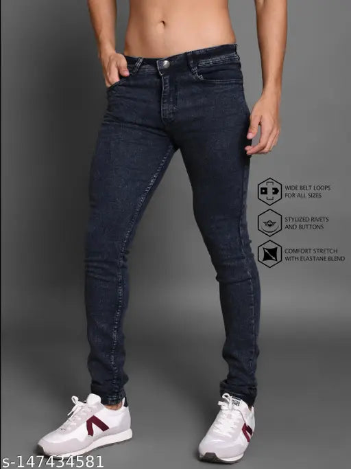 Dyed/washed denim men's jeans, gorgeous modern fit by RASSO. Mid-rise cotton jeans for men in sizes 28-42