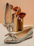 Synthetic leather, colorblocked ballerinas with bows - Gillkart women's pointed toe slip-ons, India