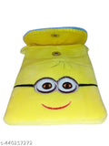A yellow and blue mobile phone case with a smiley face, zip closure
