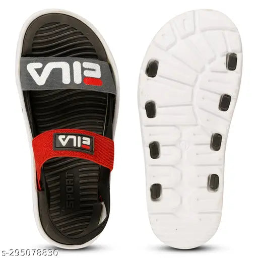 Comfortable lycra and Eva outdoor sandals for boys, solid net design. Ideal for casual wear and long-lasting performance. OM FOOTWEAR slip-on style, size range from 5-16 years. Made in India