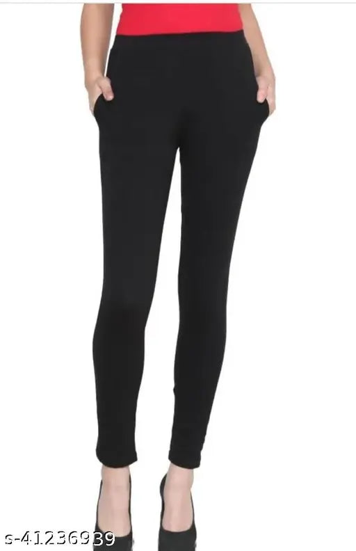 Solid premium cotton 4-way jegging, comfortable and stylish fitness wear made in India