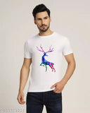 Deer_Short_Printed White Round Neck T-shirt