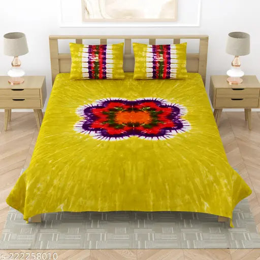 Handmade tie and dye pure cotton king size bedsheet, superfine quality with batik print, ideal for summer, 350 thread count, 100% fast color guaranteed, luxury bed linens