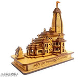 Shri Ram Mandir Ayodhya 3D wooden showpiece replica toy temple decorative item for gifting, small size, wooden material, represents Hindu religion, Ram Janambhoomi, Darbar Ram, made of wood, 11 x 6 x 11 cm