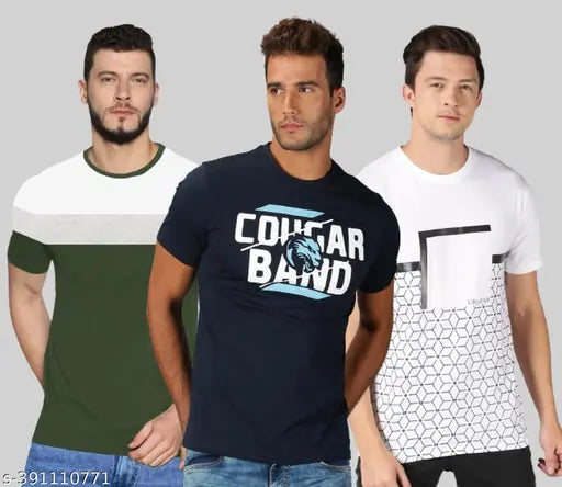 Ravishing men's cotton t-shirts, printed design, soft combed organic blend, short sleeves, regular fit, made in India