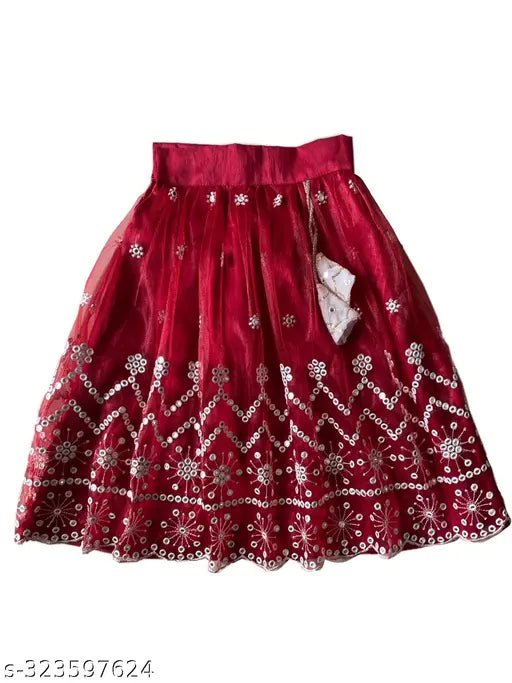 Solid ethnic taffeta silk choli with net dupatta, embellished, sleeveless, Indian traditional wear for toddlers to young girls, sizes ranging from 6-9 months to 7-8 years