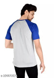 Jeiri Men Round Neck Double Color Polyester Tshirt ( Grey & Royal Blue)