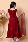 Velvet embroidered princess lehenga-cholis for girls, 3-7 years, exquisite Indian attire