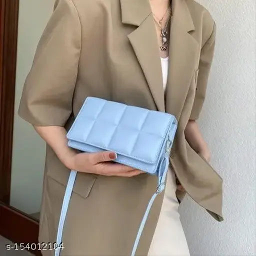 Blue techsun fashion checker patterned PU leather shoulder crossbody messenger bag, casual ladies small flap purse handbags