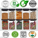 10-piece set of clear airtight plastic kitchen storage jars, 1100ml capacity, unbreakable sturdy design for dry fruits and cereals