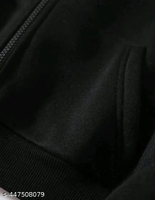 Women's black fleece crop zipper hoodie, stylish short jacket for winter