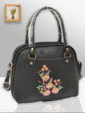 Magnifique black sling bag, fashionable crossbody purse for women, trendy womens stylish accessory, decorative floral embellishment