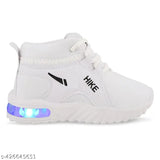 White Nike casual sneakers with LED light up design, Velcro straps, and lace-up closure