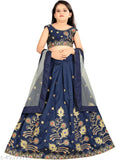Taffeta silk embroidered Lehanga Cholis for kids, 1 set in net fabric - versatile Indian ethnic wear, suitable for festivals & occasions