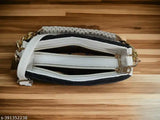 White and black crossbody bag with adjustable strap