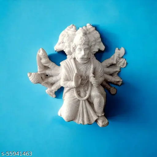 A beautifully handcrafted marble idol of Niraj Art Panchmukhi Hanuman Ji, suitable for car dashboard or temple showpieces, Lord Hanuman statues