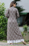 Rayon long kurta and plazo set, printed net rayon fabric, three-quarter sleeves on fashionable woman
