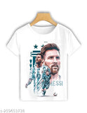 Polyester football t-shirt set featuring Cristiano Ronaldo and Messi prints, short sleeves, available in M, L, XL, XXL - India origin