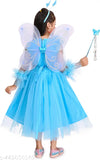 Birthday party dress, blue tulle with wings, midi-length