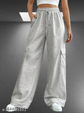 Grey cotton blend trouser pants (6 pockets), breathable and comfortable, ideal for home, office, or casual outings