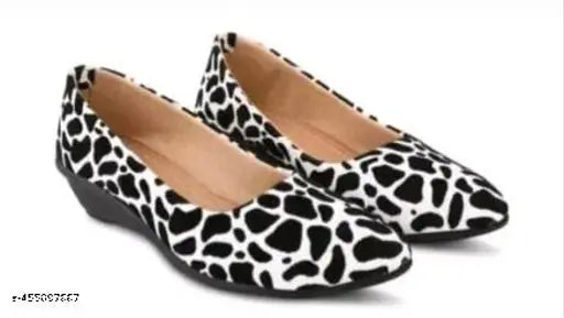 Grey and black leopard print ballerina flat shoes